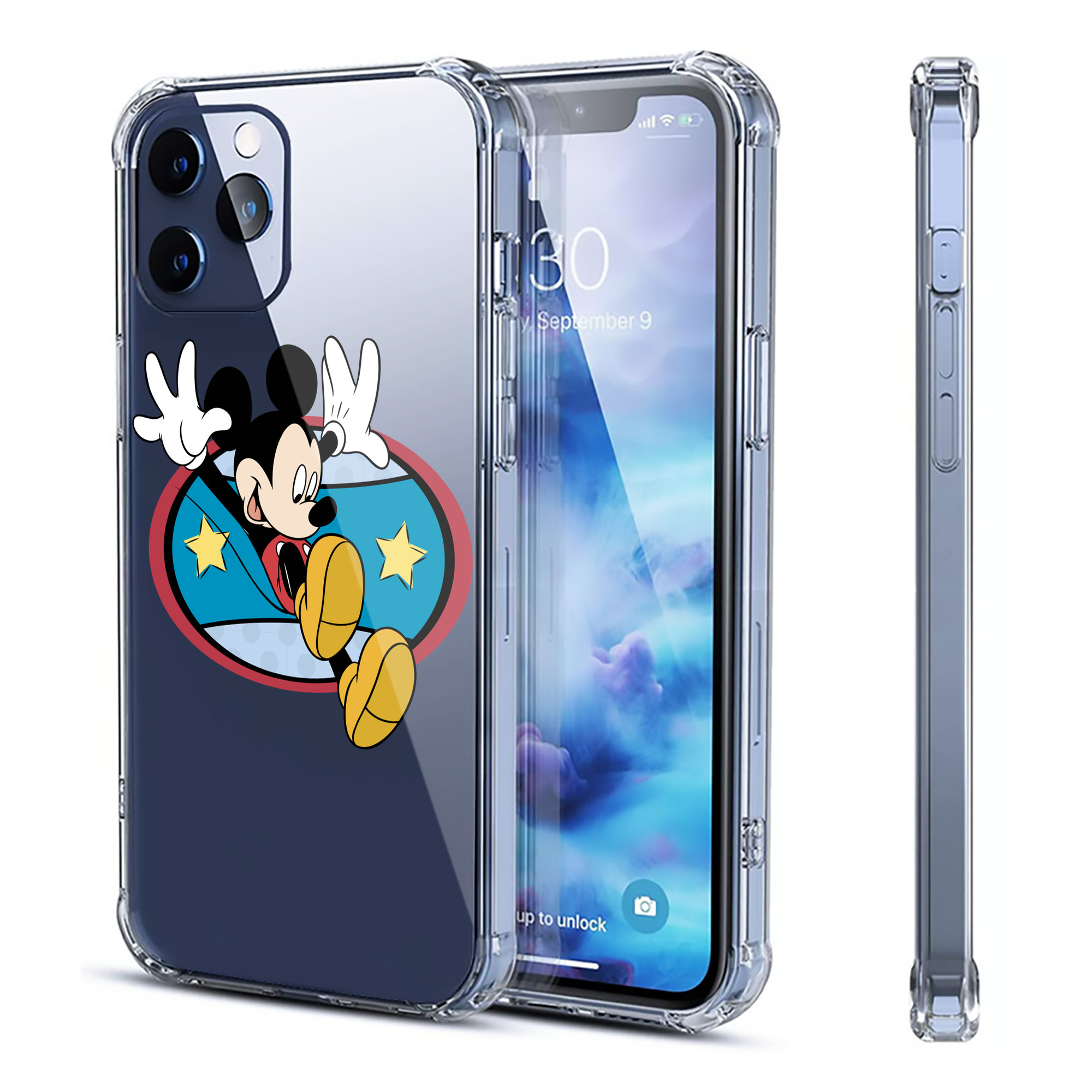 （画像用） ミッキーマウス Mickey Mouse 【iPhone 12シリーズ対応】透明スマホケース（クリアソフトケース）